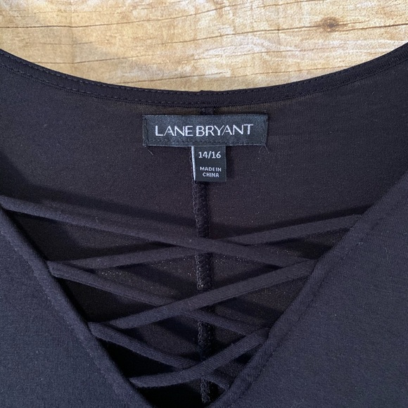 Lane Bryant Criss-Cross Neck Black Top 14/16 - Picture 3 of 3